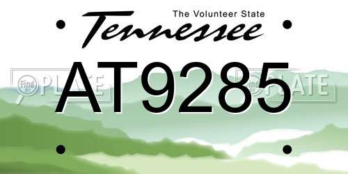 AT9285 Tennessee License Plate