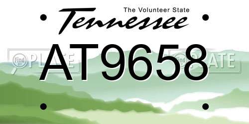 AT9658 Tennessee License Plate