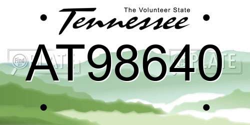 AT98640 Tennessee License Plate