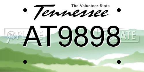 AT9898 Tennessee License Plate