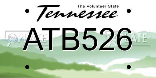 ATB526 Tennessee License Plate