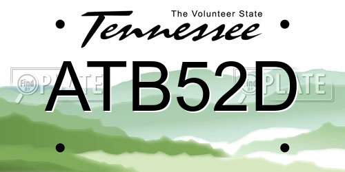 ATB52D Tennessee License Plate