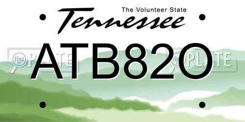 ATB82O Tennessee License Plate