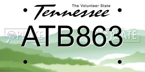 ATB863 Tennessee License Plate