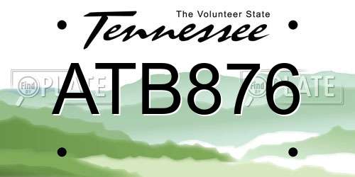 ATB876 Tennessee License Plate