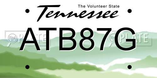 ATB87G Tennessee License Plate