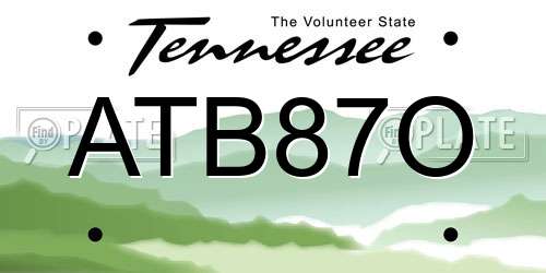 ATB87O Tennessee License Plate