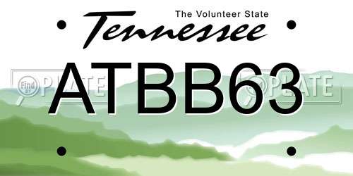 ATBB63 Tennessee License Plate