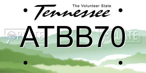 ATBB70 Tennessee License Plate