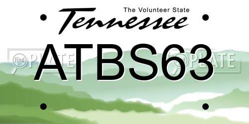 ATBS63 Tennessee License Plate