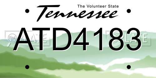 ATD4183 Tennessee License Plate
