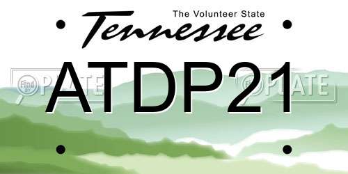 ATDP21 Tennessee License Plate