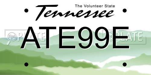 ATE99E Tennessee License Plate