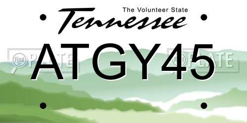 ATGY45 Tennessee License Plate