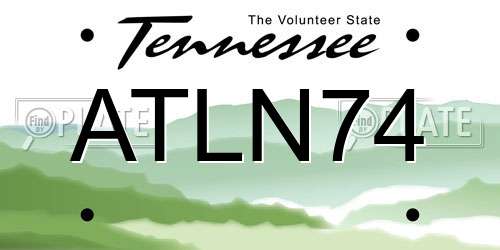 ATLN74 Tennessee License Plate
