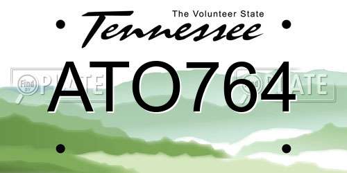 ATO764 Tennessee License Plate