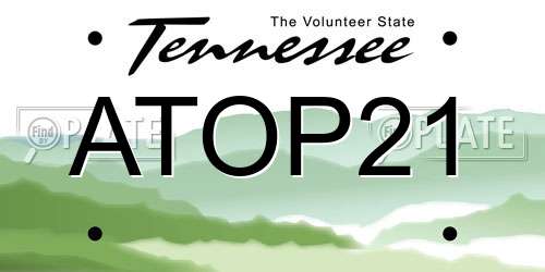 ATOP21 Tennessee License Plate