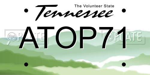 ATOP71 Tennessee License Plate