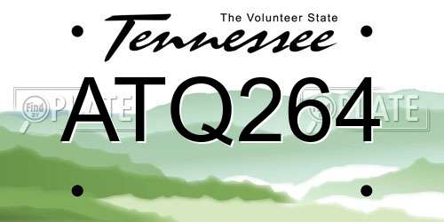 ATQ264 Tennessee License Plate
