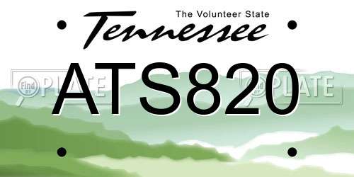 ATS820 Tennessee License Plate
