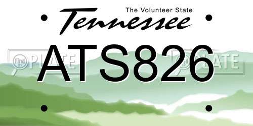 ATS826 Tennessee License Plate