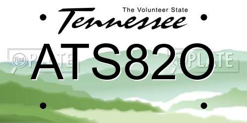ATS82O Tennessee License Plate