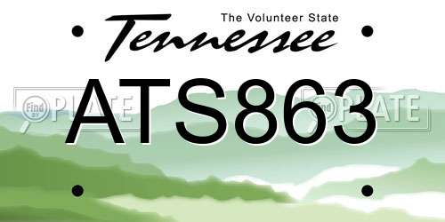 ATS863 Tennessee License Plate