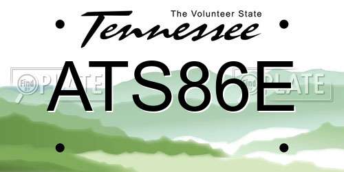 ATS86E Tennessee License Plate