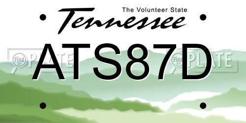ATS87D Tennessee License Plate