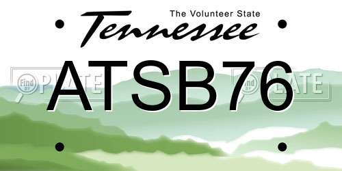 ATSB76 Tennessee License Plate
