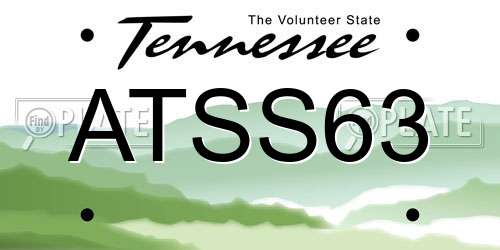 ATSS63 Tennessee License Plate