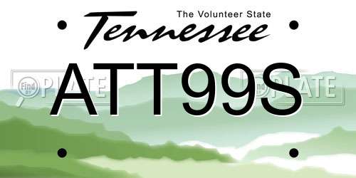 ATT99S Tennessee License Plate