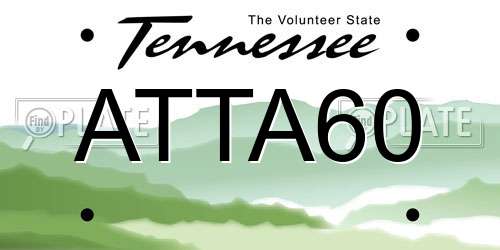 ATTA60 Tennessee License Plate