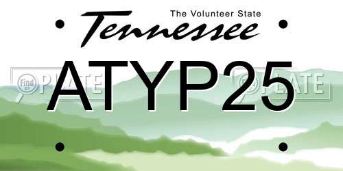 ATYP25 Tennessee License Plate