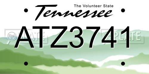 ATZ3741 Tennessee License Plate