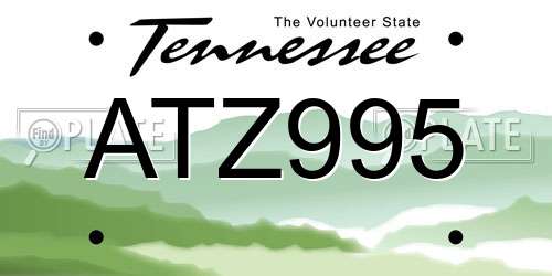 ATZ995 Tennessee License Plate
