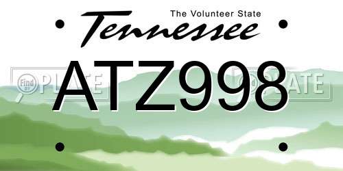 ATZ998 Tennessee License Plate