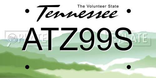 ATZ99S Tennessee License Plate