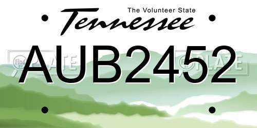 AUB2452 Tennessee License Plate