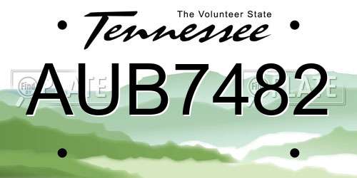 AUB7482 Tennessee License Plate