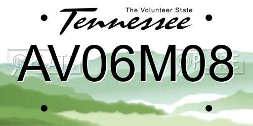 AV06M08 Tennessee License Plate