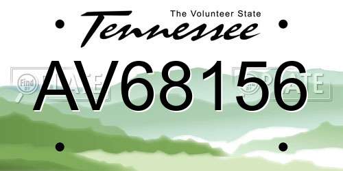 AV68156 Tennessee License Plate