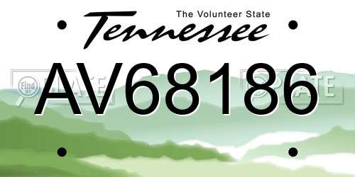 AV68186 Tennessee License Plate
