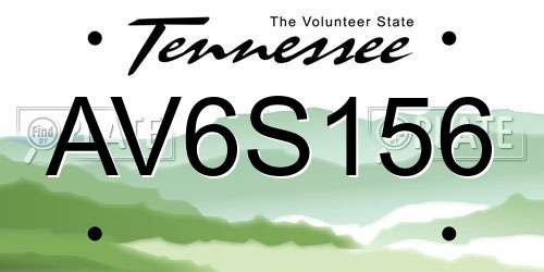 AV6S156 Tennessee License Plate