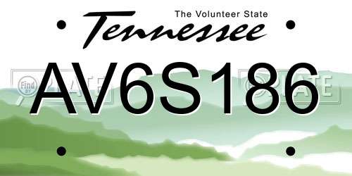 AV6S186 Tennessee License Plate
