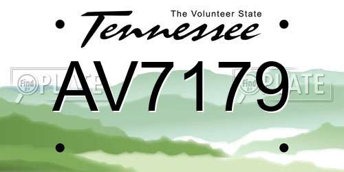 AV7179 Tennessee License Plate