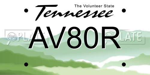 AV80R Tennessee License Plate
