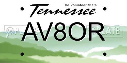 AV8OR Tennessee License Plate