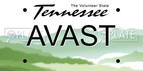 AVAST Tennessee License Plate