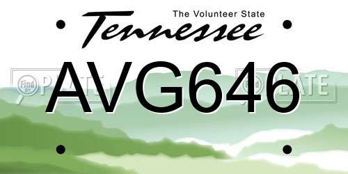 AVG646 Tennessee License Plate